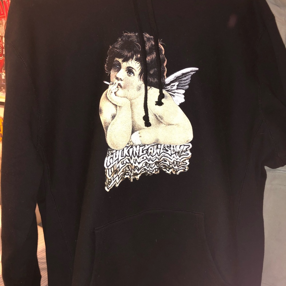 F***ing Awesome BLK Hoodie Smoking Angel